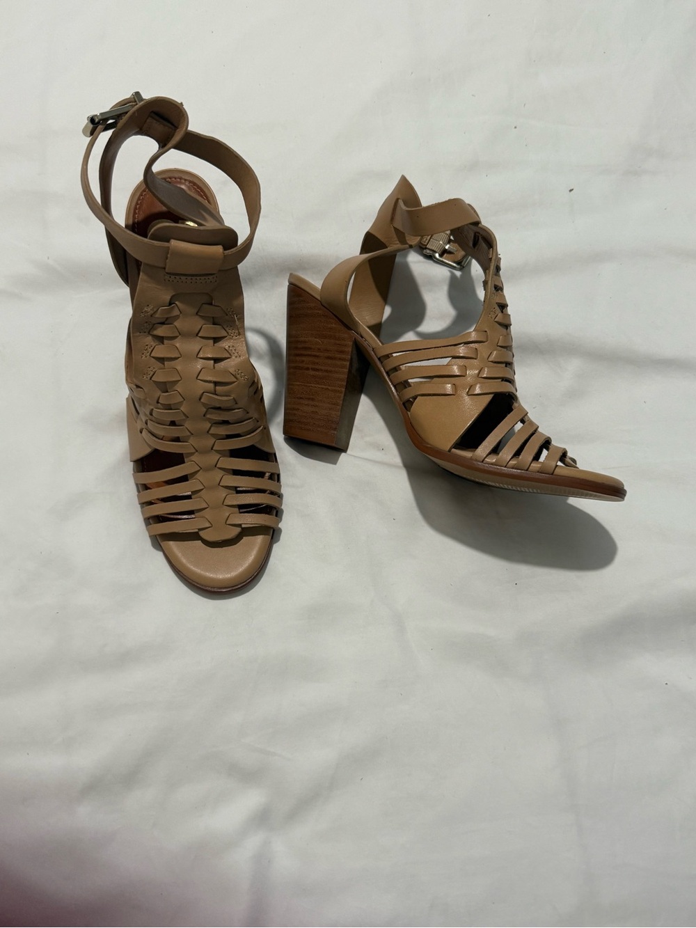 Gianni Bini - Woven Tan Block Heel Sandals